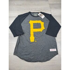 Pittsburgh Pirates Shirt Mens L Black Gold 3/4 Sleeve Mens Mitchell & Ness NFL